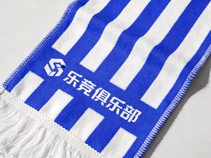 乐竞俱乐部主题围巾，蓝白条纹设计